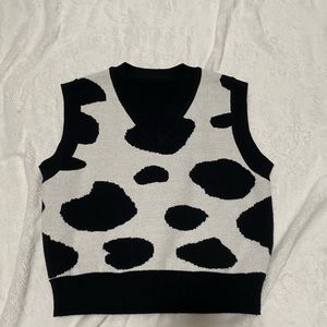 women’s cow print sweater vest